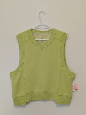NWT Free People FP Movement Sleeveless Cropped Sweatshirt Vest Key Lime Boho M